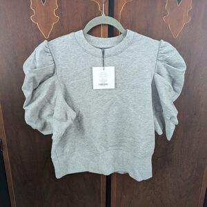 Gray Puff Sleeve Top